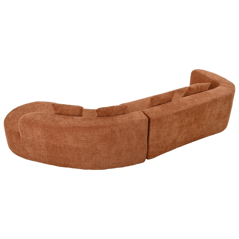 Curved Sectional Sofa, 2 Piece Chenille Modular Couch with 4 Pillows