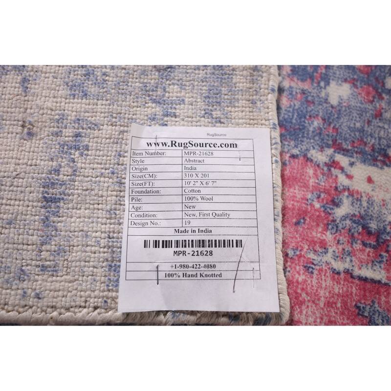All-Over Abstract Contemporary Rug Hand-Knotted Bedroom Wool Carpet - 6'7"x 10'2"