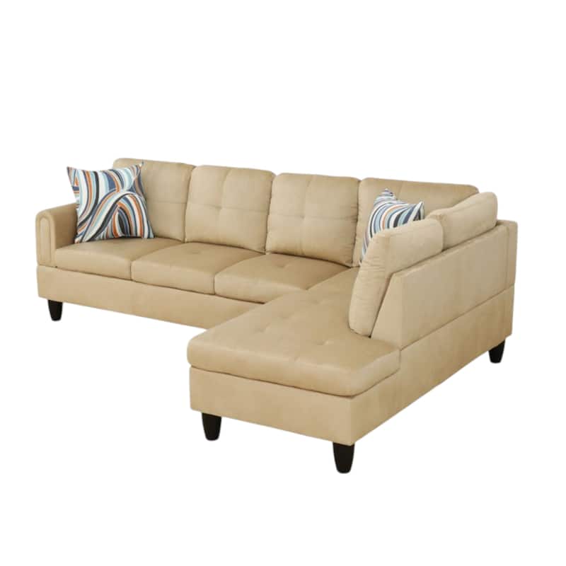 KISRAIS 97" Wide 2-Piece Flannel Sectional Sofa for Small Spaces