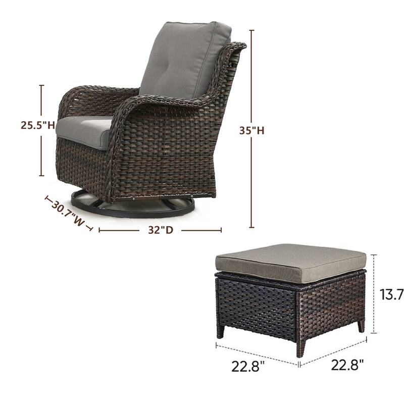 Gymojoy 4-Piece Outdoor Wicker Patio Furniture Chair Set, Rattan Coversation Set with Water Resistant Thick Cushions