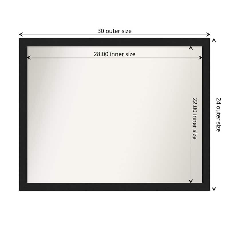 Non-Beveled Wall Mirror - Grace Brushed Metallic Black Narrow Frame - 30 x 24 in - Grace Brushed Metallic Black Narrow