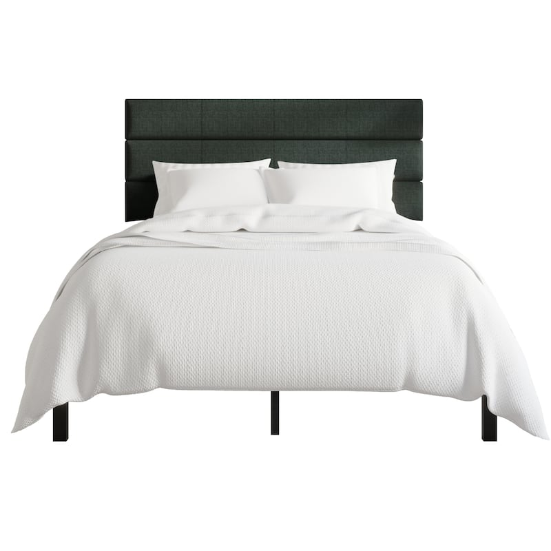 CraftPorch Contemporary Woven Linen Fabric Upholstered Platform Bed - Charcoal Grey - Full