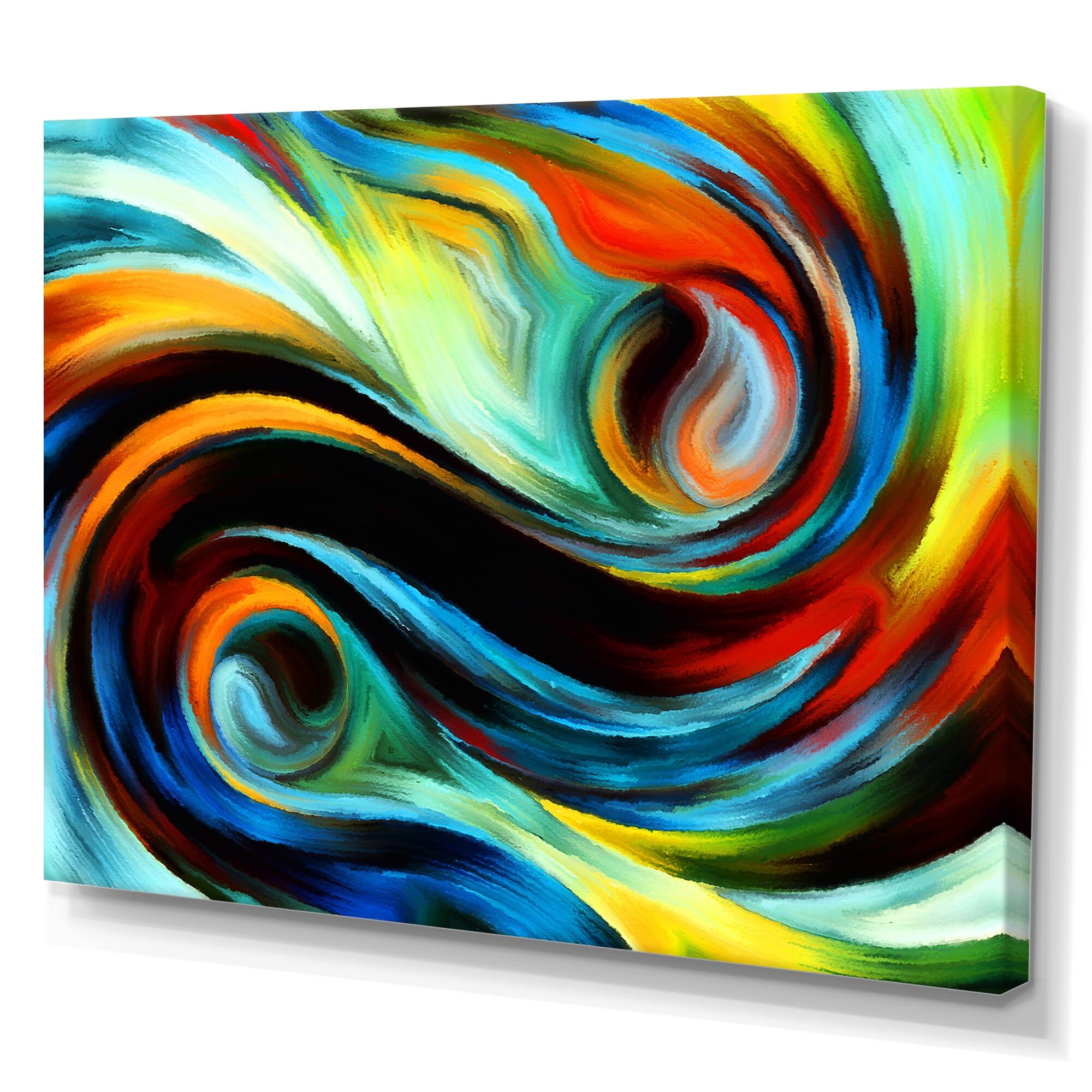 Designart "Blue Red And Yellow Colour Dynamics" Modern Canvas Wall Art