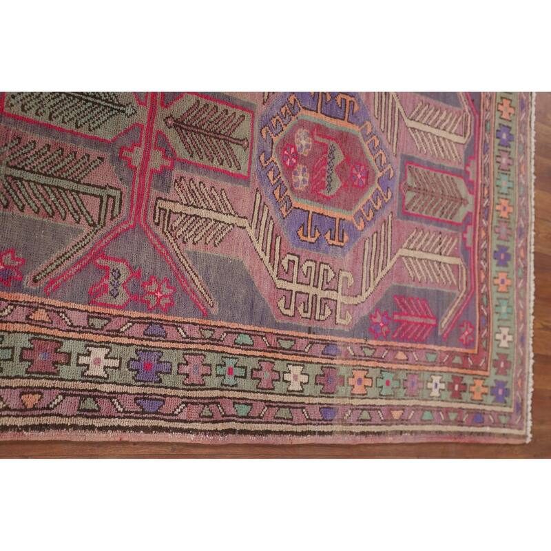 Over-Dyed Ardebil Persian Vintage Runner Rug Handmade Wool Carpet - 3'7"x 10'0"
