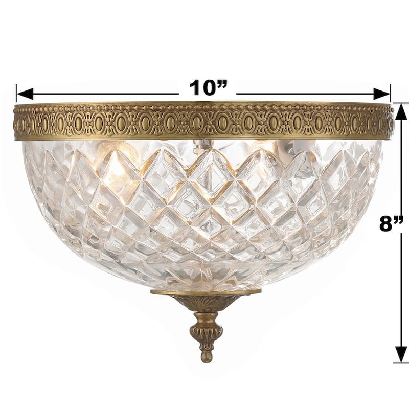 Crystorama 2 Light Crystal Flush Mount - 10"W x 8"H x 10"D