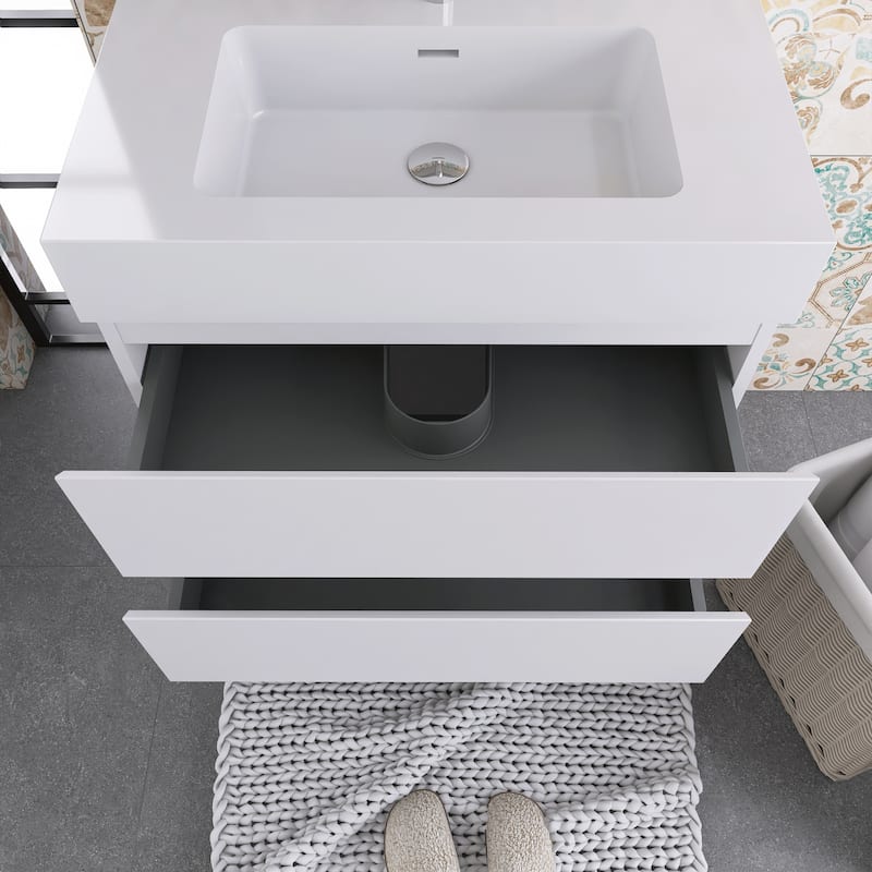 Floating Bathroom Vanity with Solid Surface Top