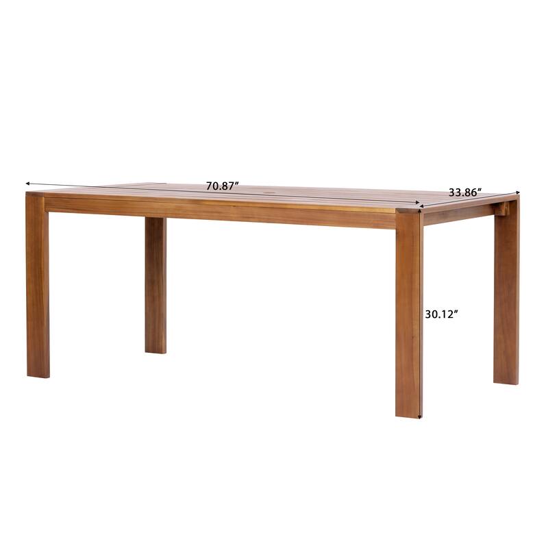 Christopher Knight Home - Teak Wooden Outdoor Dining Table with Slatted Water-Draining Top