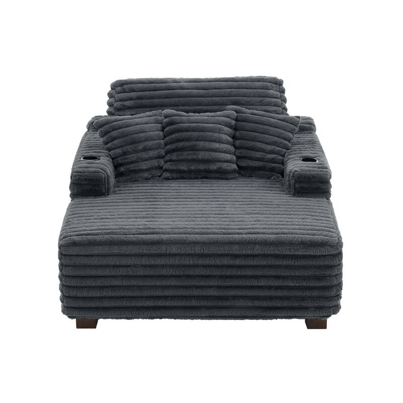 53" Upholstered Sofa Chaise Lounge Indoor with Pillows