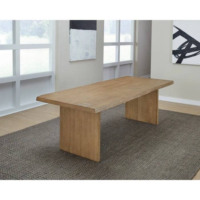 Seabourne Modern Coastal Live Edge Dining Table Set in White Oak (Dining Table + 3 Side Chair + 2 Arm Chair + Dining Bench)