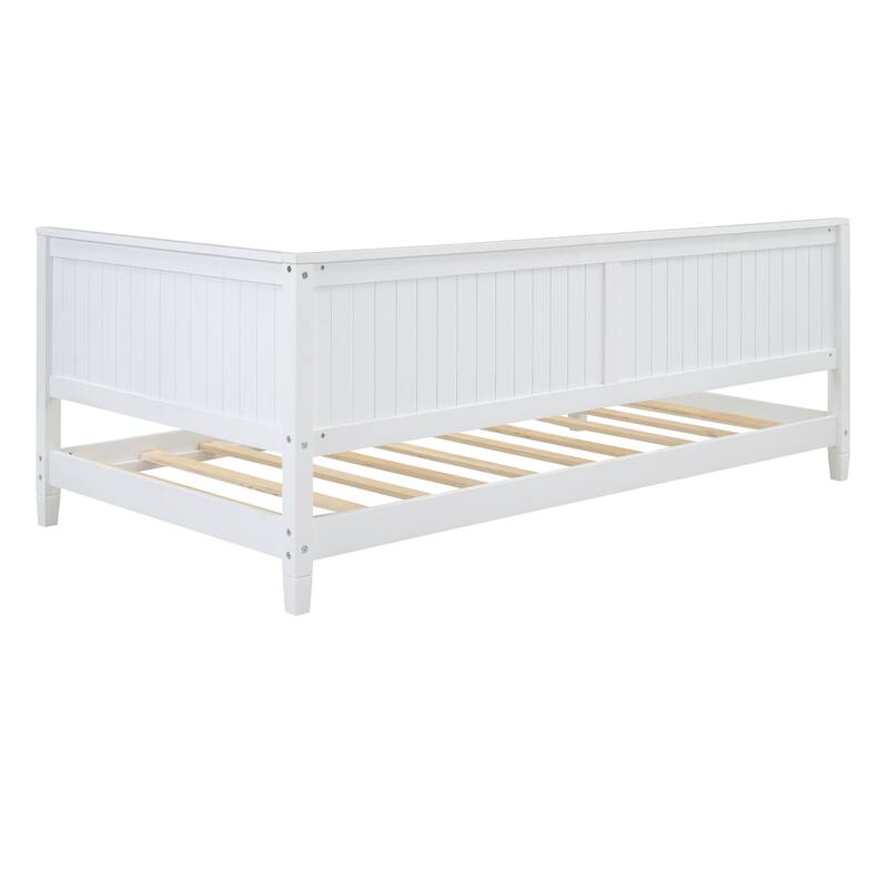Twin Size Wood Daybed Sofa Bed, Complete with A Backrest and Armrests, Supported By Durable Wooden Boards
