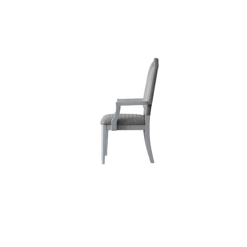 Arm Chair with Padded Seat and Arched Top, Set of 2, Beige