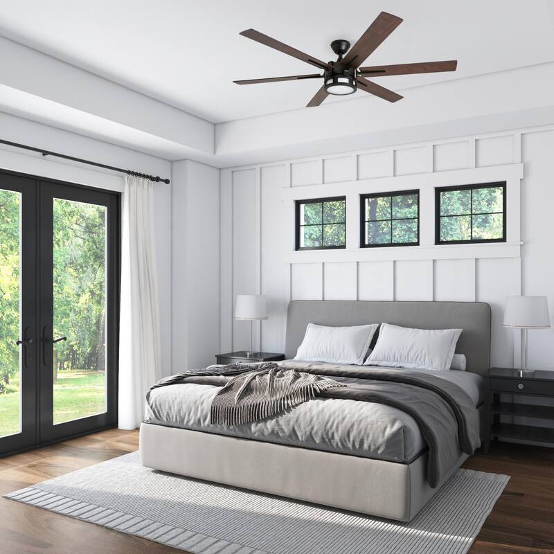 56" Honeywell Kaliza Expresso Bronze Modern LED Ceiling Fan with Light & Remote - 56-inch