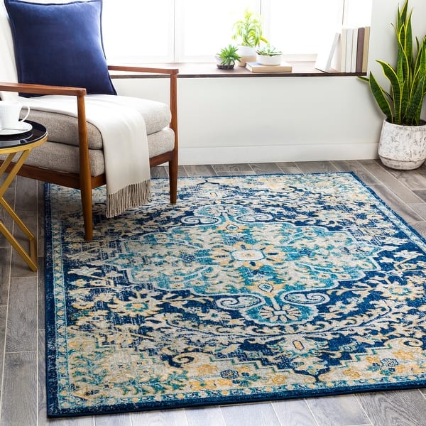 slide 2 of 37, Livabliss Addie Boho Persian Medallion Area Rug 5'3" x 7'3" - Navy