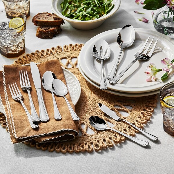 Henckels Alcea Flatware Set, 65-Piece, Silver - 65-piece - Bed