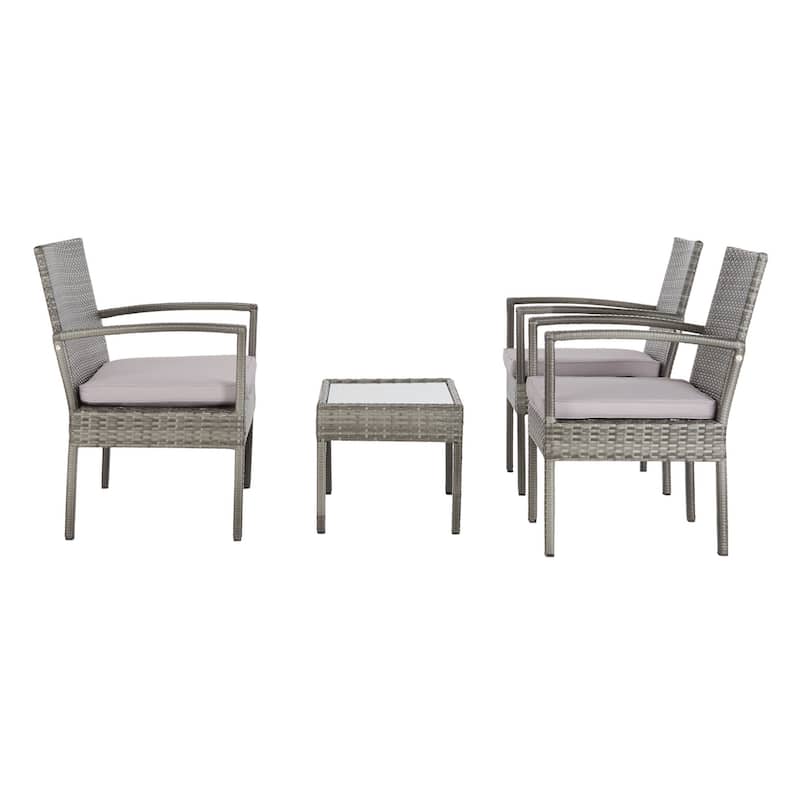 SAFAVIEH Outdoor Bassey 4-Piece Conversation Patio Set. - 39.78" x 24.18" x 32.37"