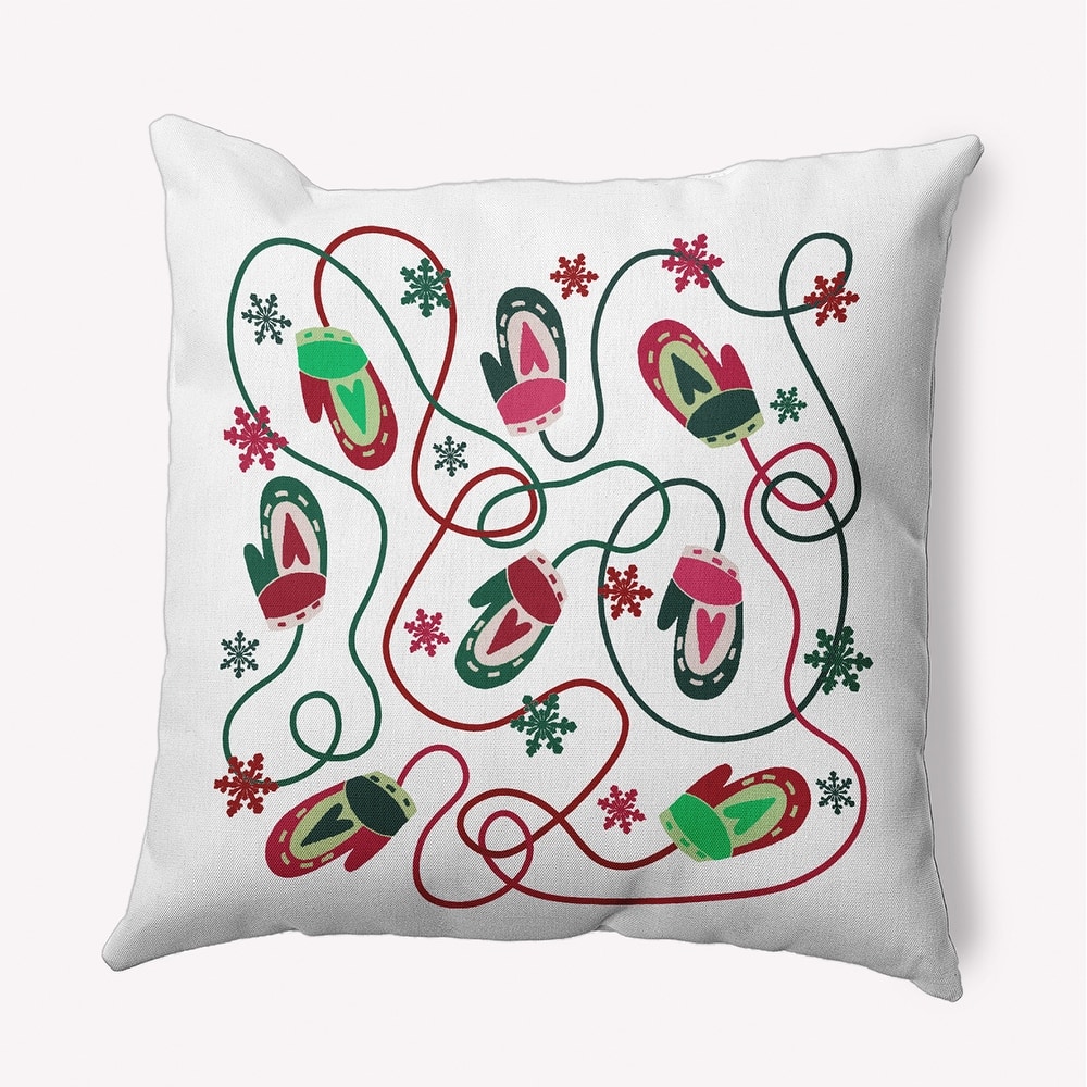 Winter/Christmas Mittens Indoor/Outdoor Throw Pillow