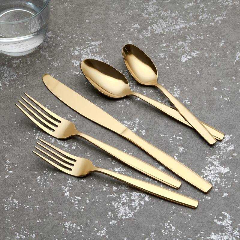 Ornative AMIAS 18/0 Stainless Steel 20 Pieces Flatware Set - 10.63" H x 6.69" W x 2.76" D