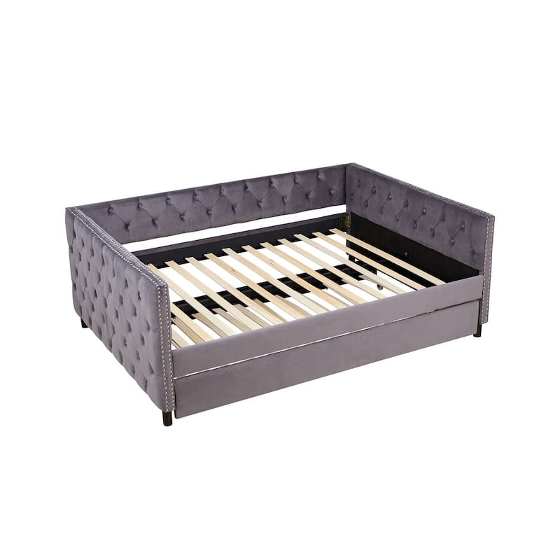 Velvet Upholstered Daybed with Trundle