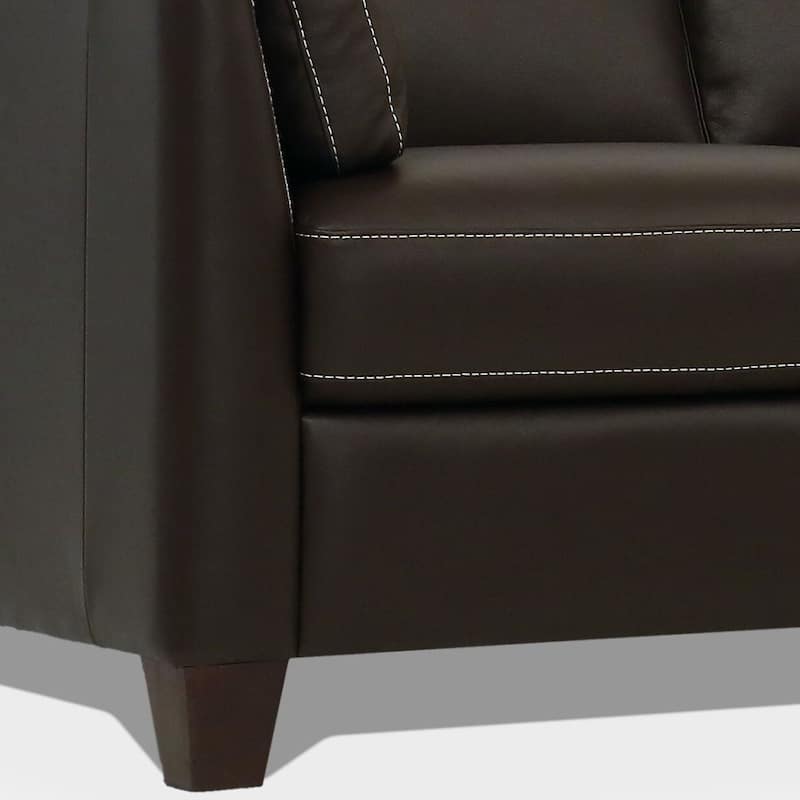 HomeRoots 81" Chocolate Leather Sofa With Black Legs - 81