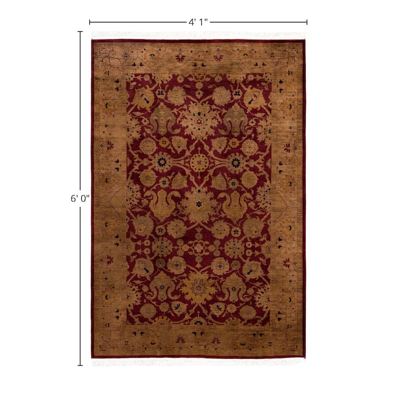 Overdyed One-of-a-Kind Hand-Knotted Area Rug - Red - 4' 1" x 6' 0"