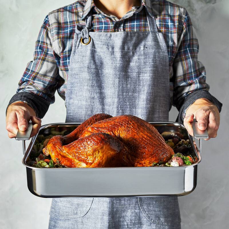 Demeyere Industry 5-Ply Stainless Steel 15.7 X 13.3-inch Roasting Pan - 15.7" x 13.3"