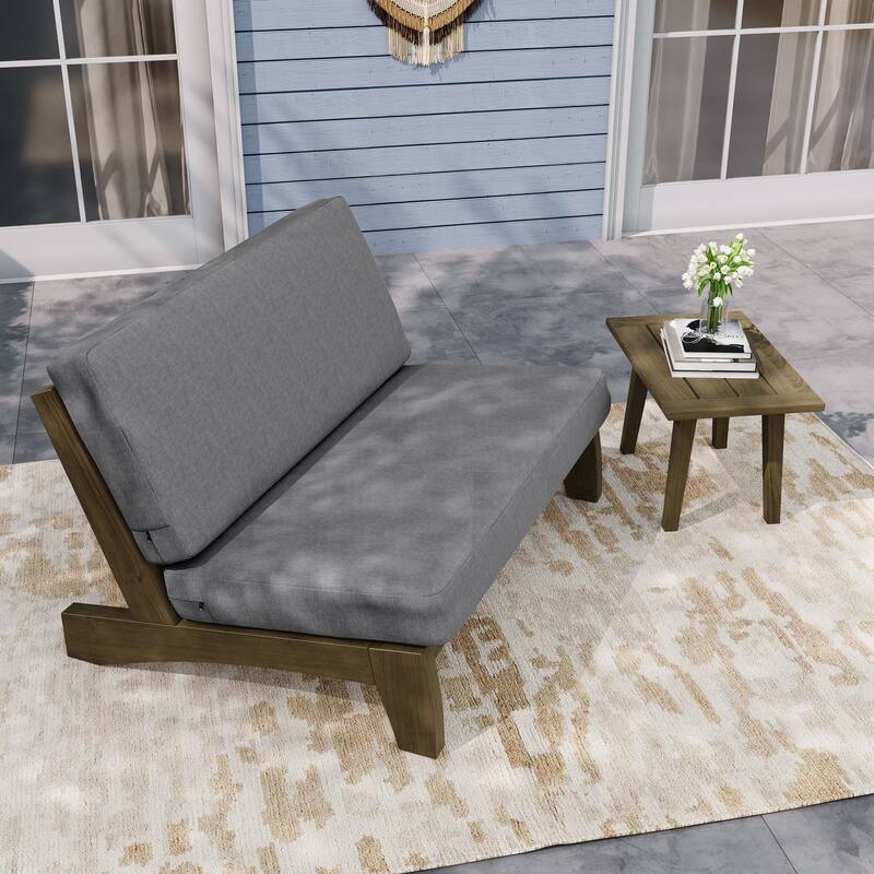 Outdoor Sectional Furniture Teak Conversation Set with Side Table