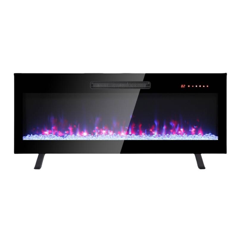 36 in. Wall Mounted Recess Ultra Thin Electric Fireplace with Tempered Glass Front in Black,Remote,1400W/5000BTU