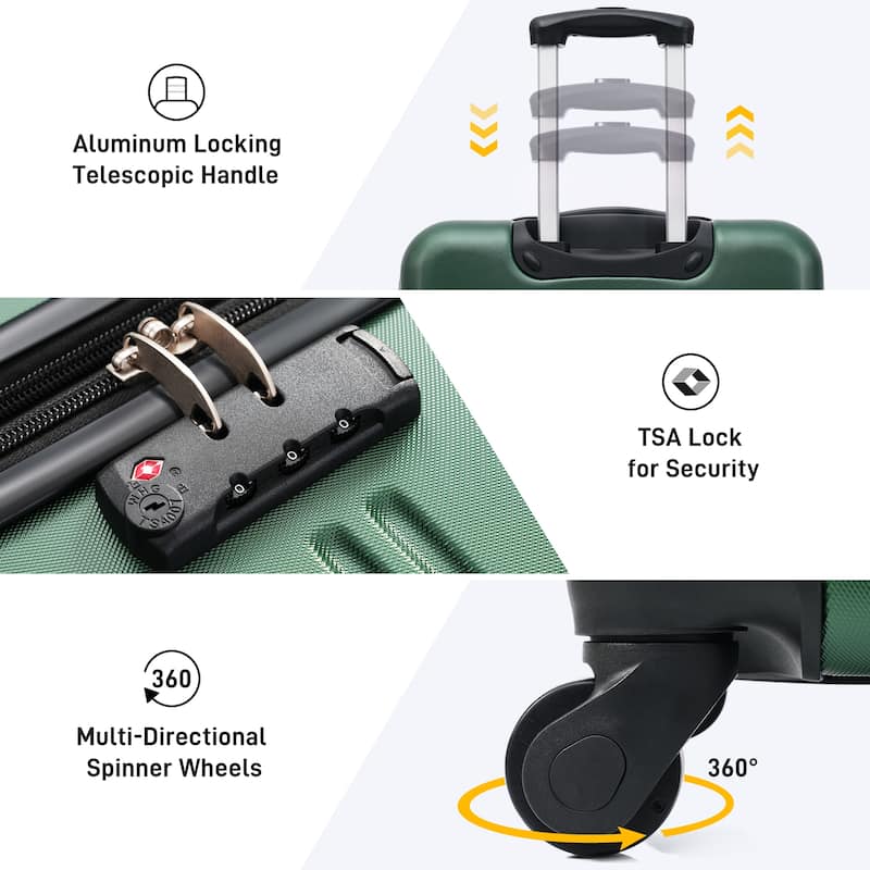 3 Piece Luggage Set Hardside Expandable Spinner Suitcase with TSA Lock Aluminum Handle 20" 24" 28"