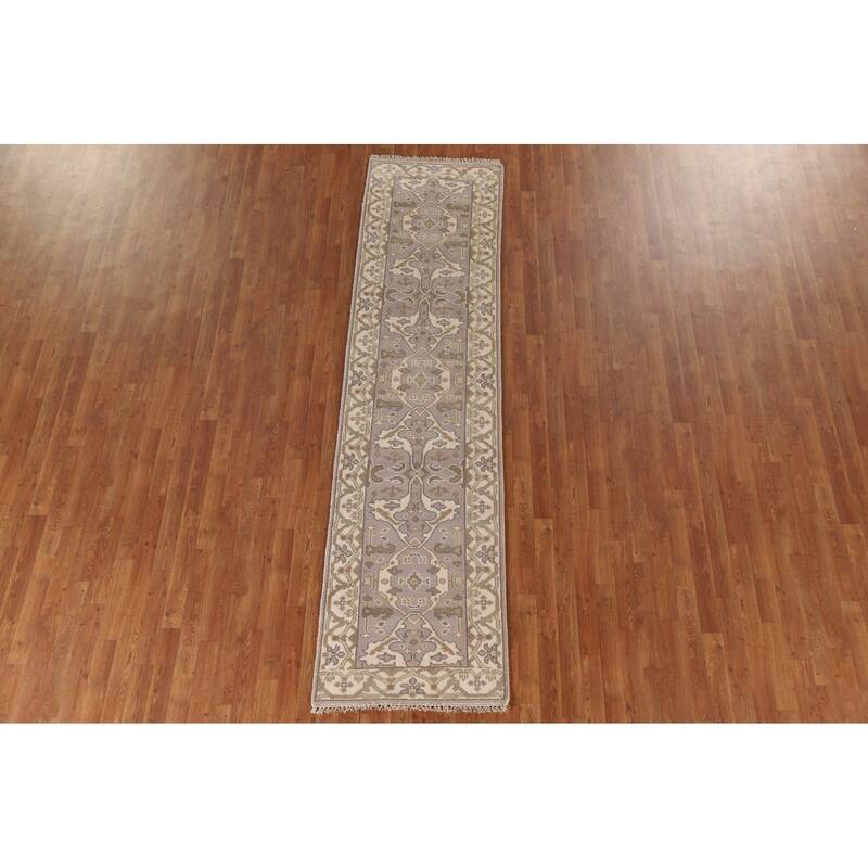 Oushak Style Runner Rug Hand-knotted Wool Carpet - 2'6"x 9'11"