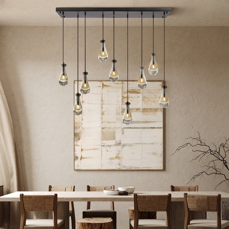 KAYLA Raindrop Chandelier, Modern Glass Pendant Light, Bulb Included