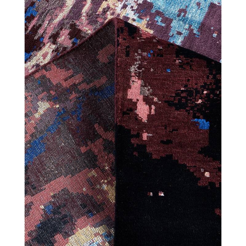 Ikat One-of-a-Kind Hand-Knotted Area Rug - Black, 8' 1" x 10' 0" - 8' 1" x 10' 0"