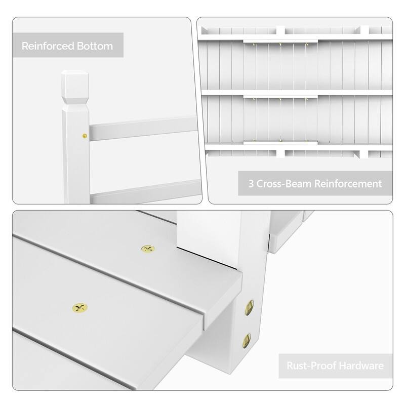 White Wooden Garden Bridge with Handrails - Durable & Weather-Resistant Outdoor Decorative Footbridge