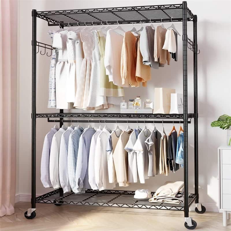 Heavy Duty Wire Garment Rack Clothes Rack - 47.24"D x 17.71"W x 80.7"H