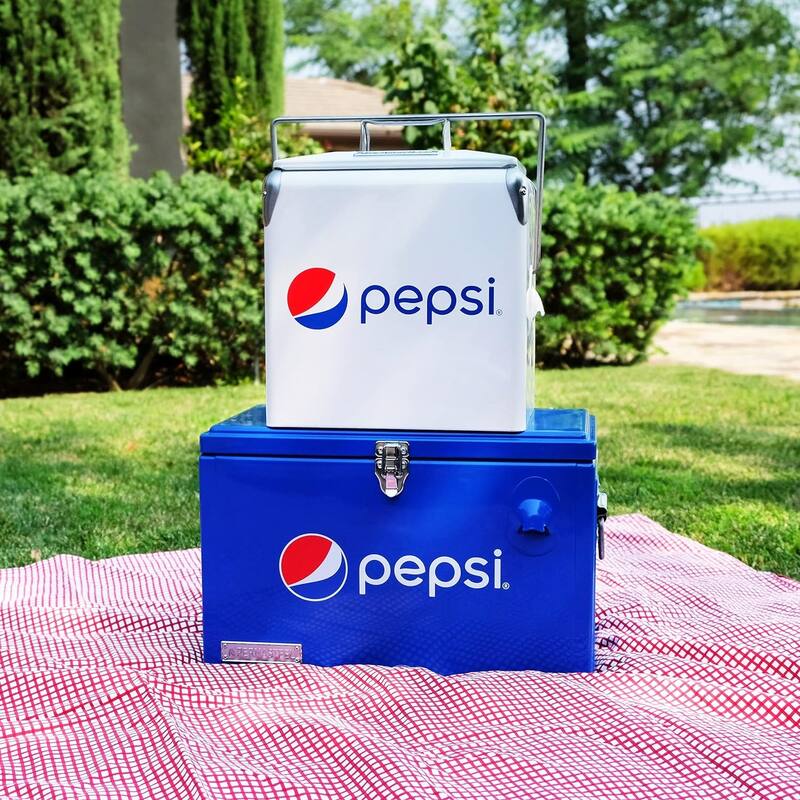 Permasteel 14-Qt Small Portable Cooler in White with Pepsi Logo