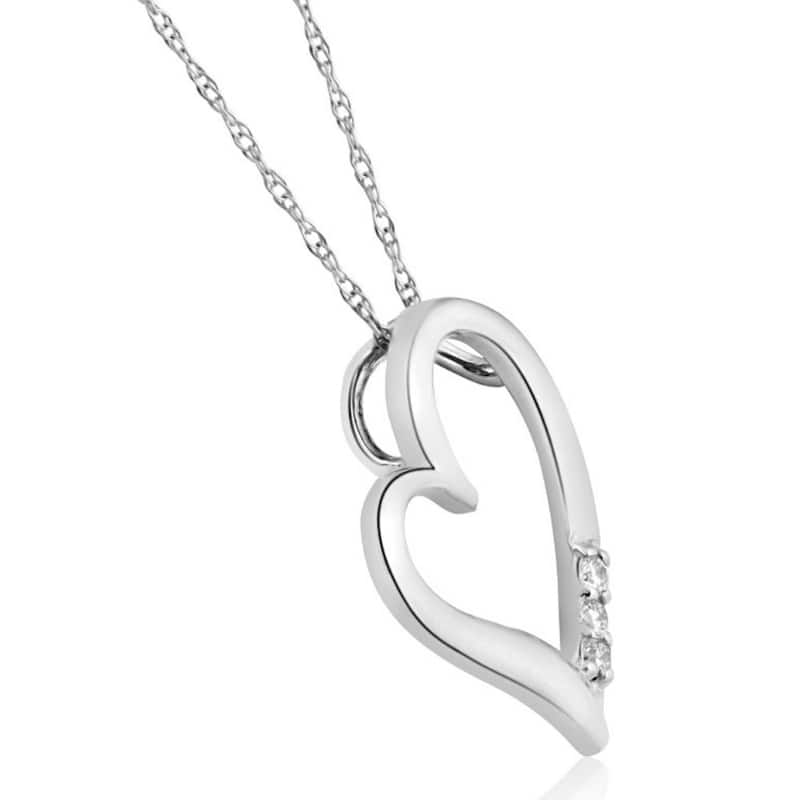 Diamond Pendant Heart Shape Necklace in White, Yellow, or Rose Gold Lab Grown
