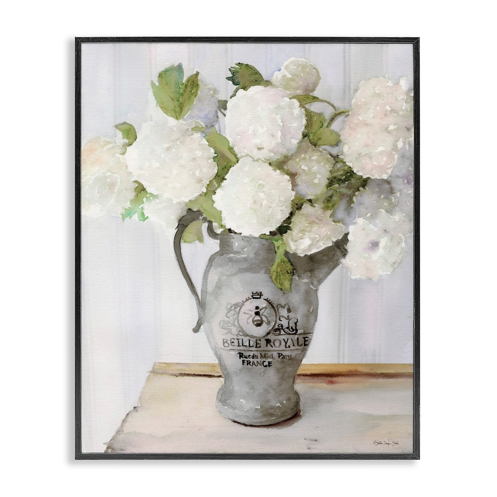 Stupell White Hydrangea in French Country Pitcher Still Life Framed Wall Art - Multi-Color