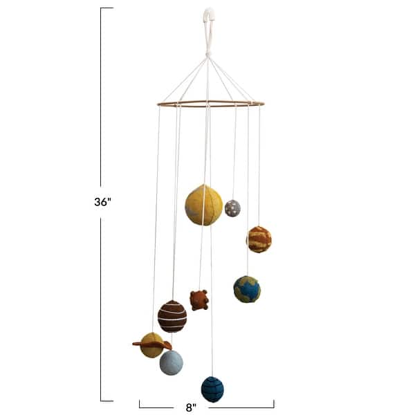 Wool Felt Planets Mobile - 12.0"L x 8.0"W x 36.0"H