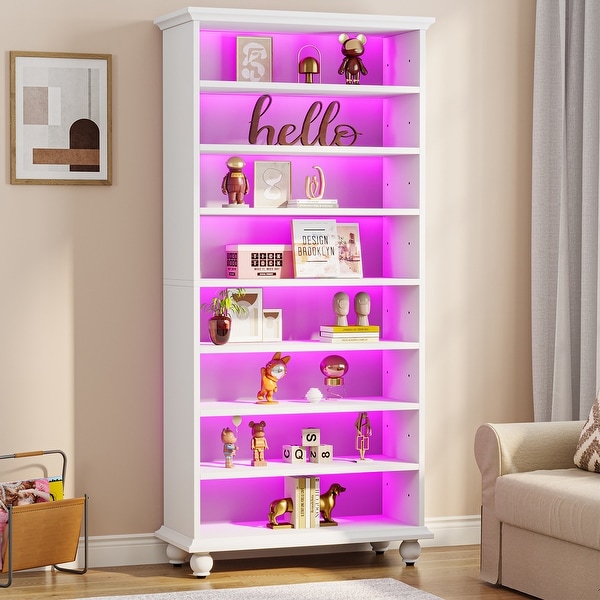 9-tier Tall Bookshelves LED Bookcase for Study Room - On Sale
