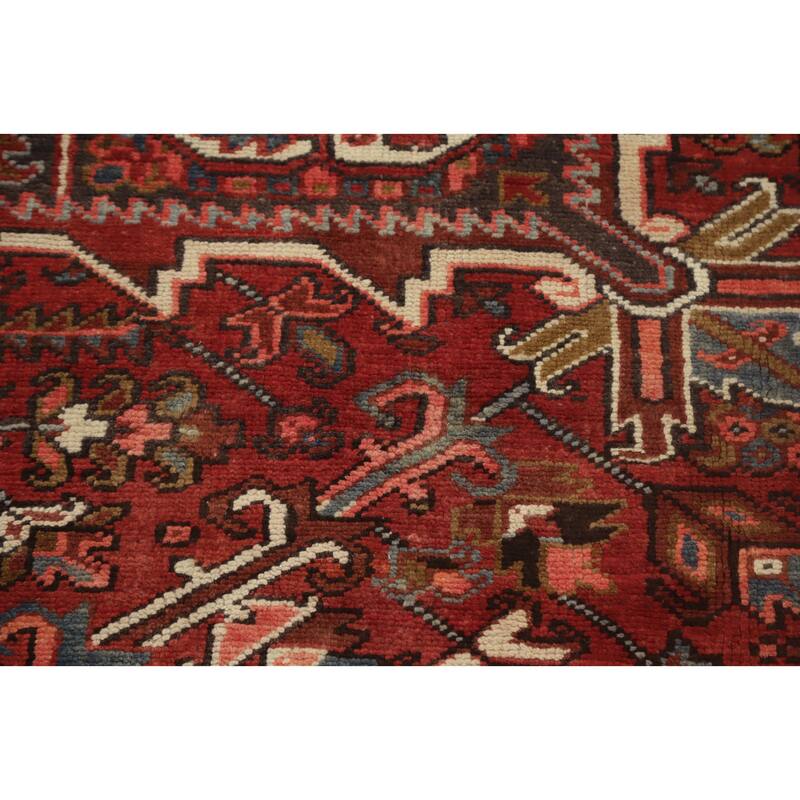 Hand Knotted Oriental 100% Wool Carpet Traditional Medallion Red Heriz Area Rug - 12' 8'' X 9' 11''