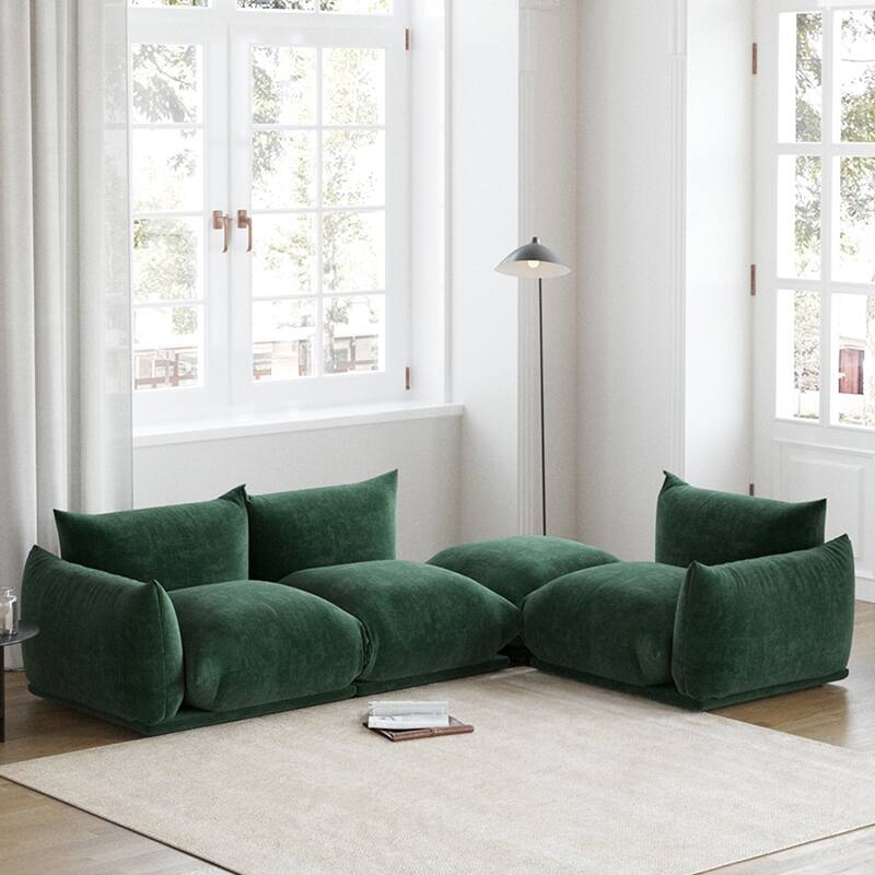 Chenille Fabric Upholstered Ottomans