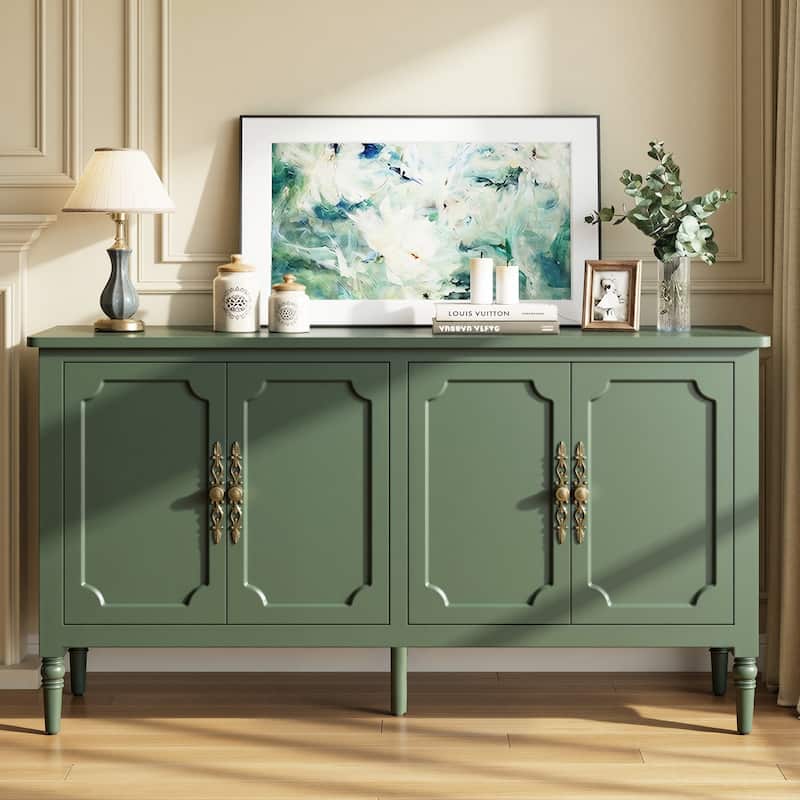 59" Accent Cabinet with 4 Doors – MDF Storage Cabinet, Adjustable Shelves, 200 lbs Top Capacity - Green