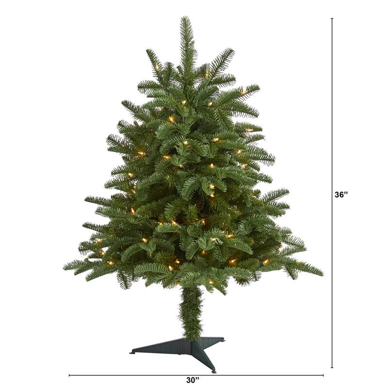 3ft. Spruce Artificial Christmas Tree with 100 Warm White Lights and 458 Branches - Petite X-Mas Décor Tree for Holiday Cheer