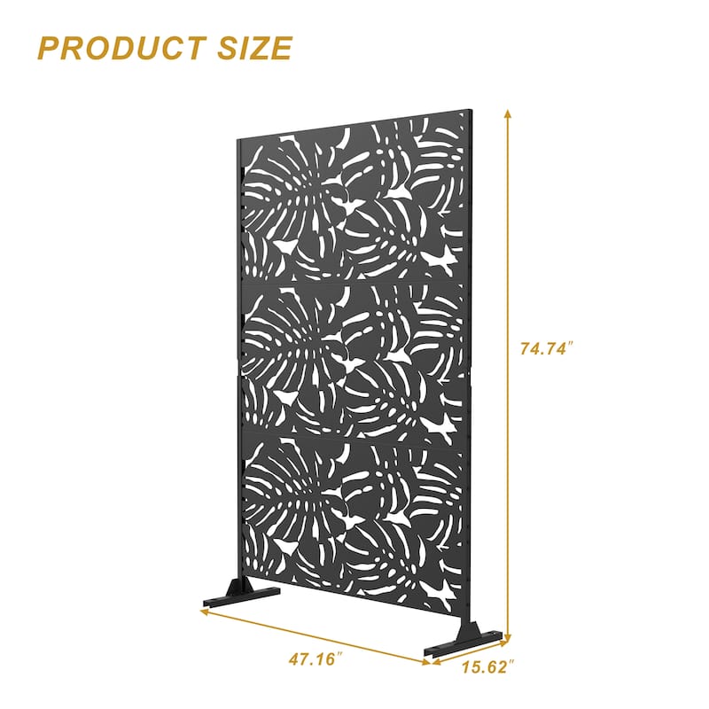 Free Standing Metal Privacy Screen Panel Decorative Outdoor Privacy Screen - 72"H x 47"W