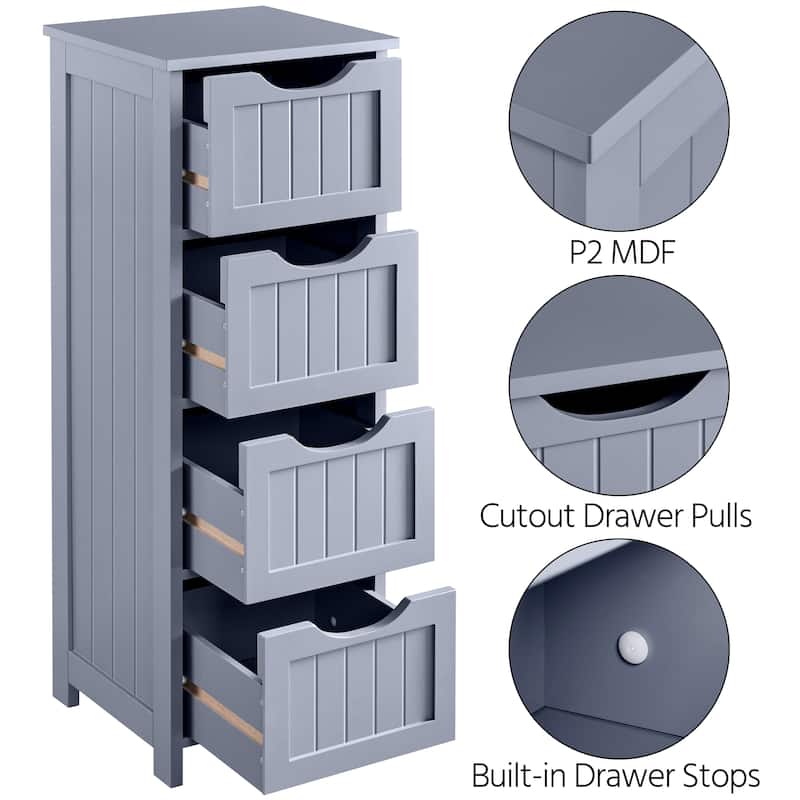 Yaheetech Bathroom Floor Cabinet Slim Bath Cabinet with 4 Drawers