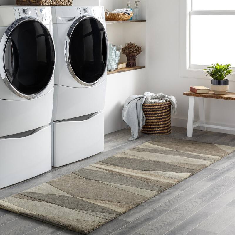 Livabliss Forum Mid-Century Abstract Area Rug - 3' x 12' - Grey/Brown - Runner