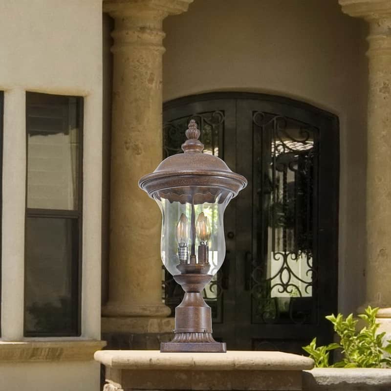 21" Classic Outdoor Lamp Post Light – Single Waterproof Garden Lantern with Clear Glass Shade (No Bulb)