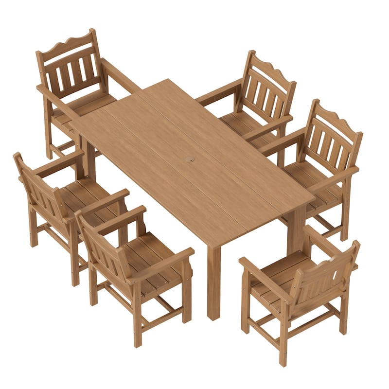 HIPS Outdoor Dining Set, Ergonomic Patio Chairs and Table(Set of 7)