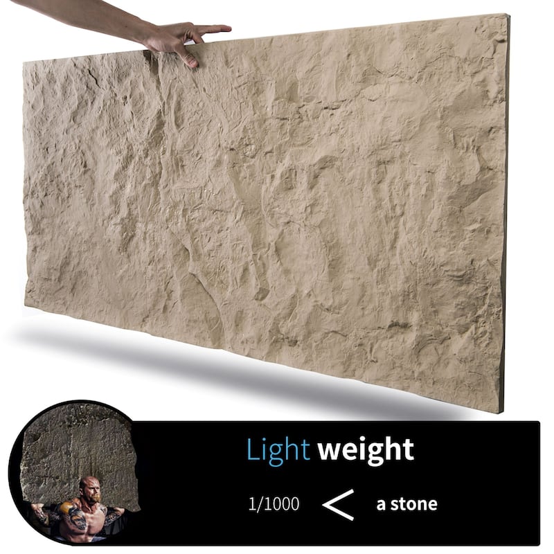 Art3d 24" x 48" Texture 3D Wall Panels,PU Wall Panels for Interior Wall Decor in Stone Yellow,4-Pack - 24X48