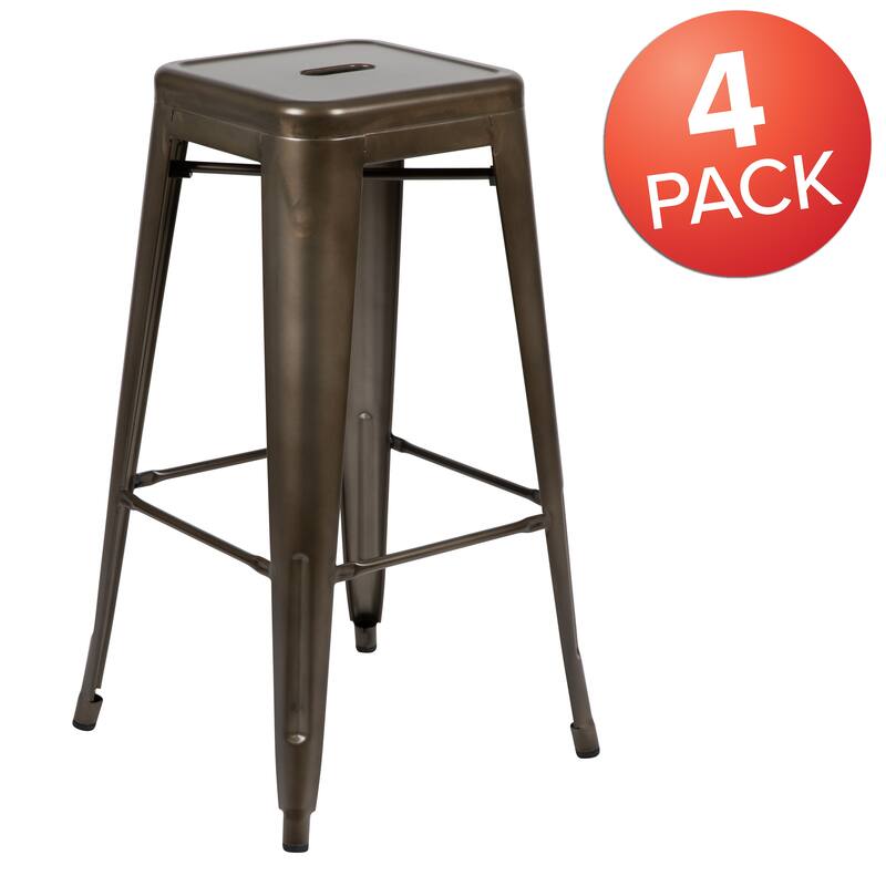 Metal 30-inch High Indoor Stackable Bar Stool (Set of 4)
