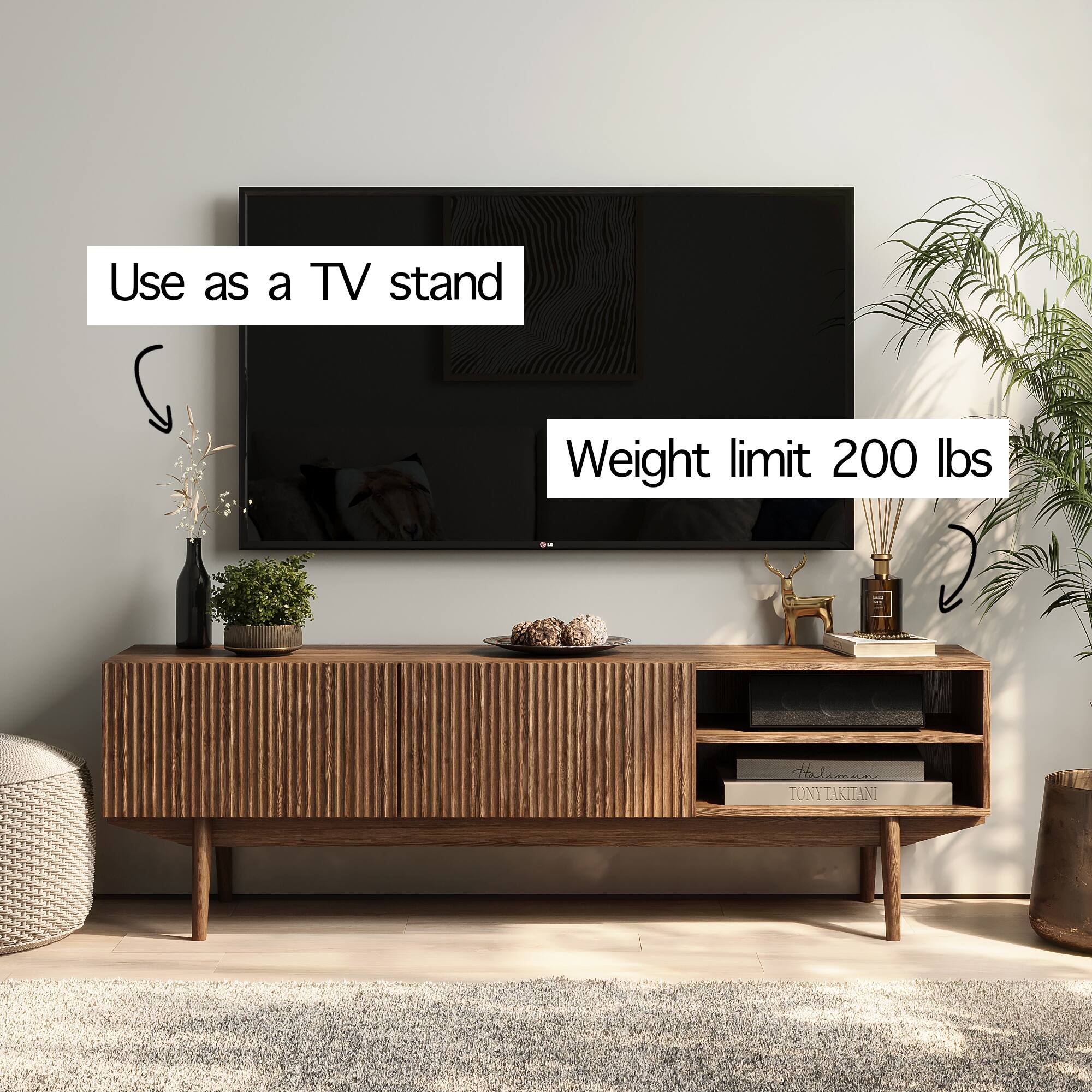 Living Skog Kelly TV Stand Console Fits TV's up to 65 in. with Wood